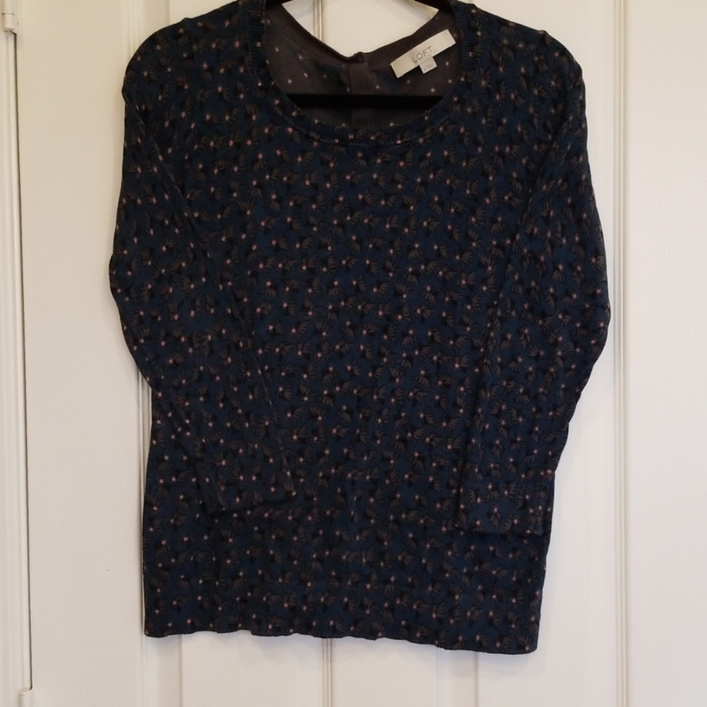 LOFT Vintage Dark Floral Light Sweater